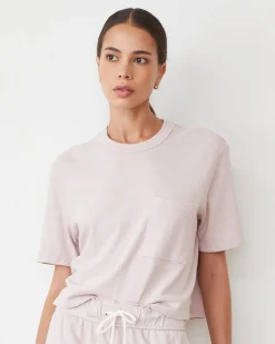 MONROW Vintage Fleece Pocket Crew CHALKPINK Clearance